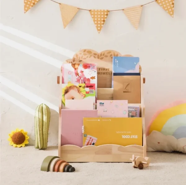 A wooden box with many cards on top of it.