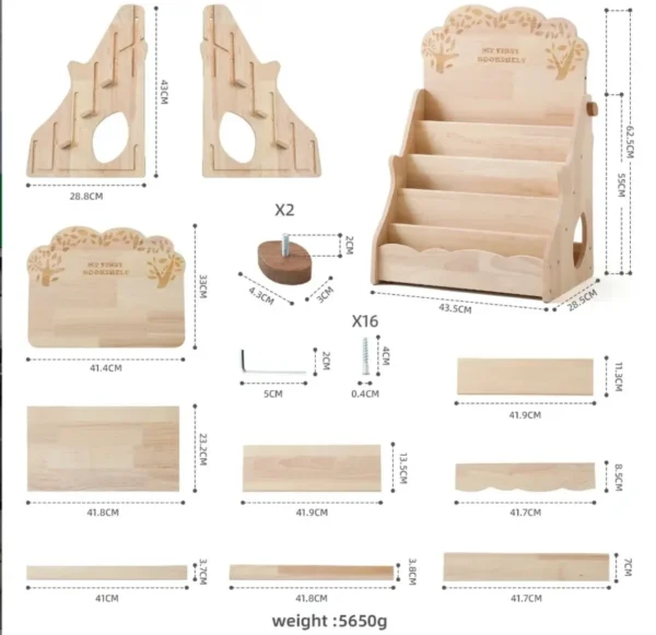 A set of wooden shelves with different sizes and shapes.